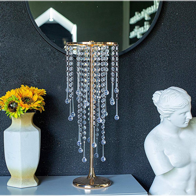 LANLONG 21.6in Gold Wedding Centerpieces for Table, 2Pcs Tall Vases Wedding Centerpieces with Sparkling Crystal Beads, Metal Flower Stand for Wedding Reception Party Events Home Decor - Image 4